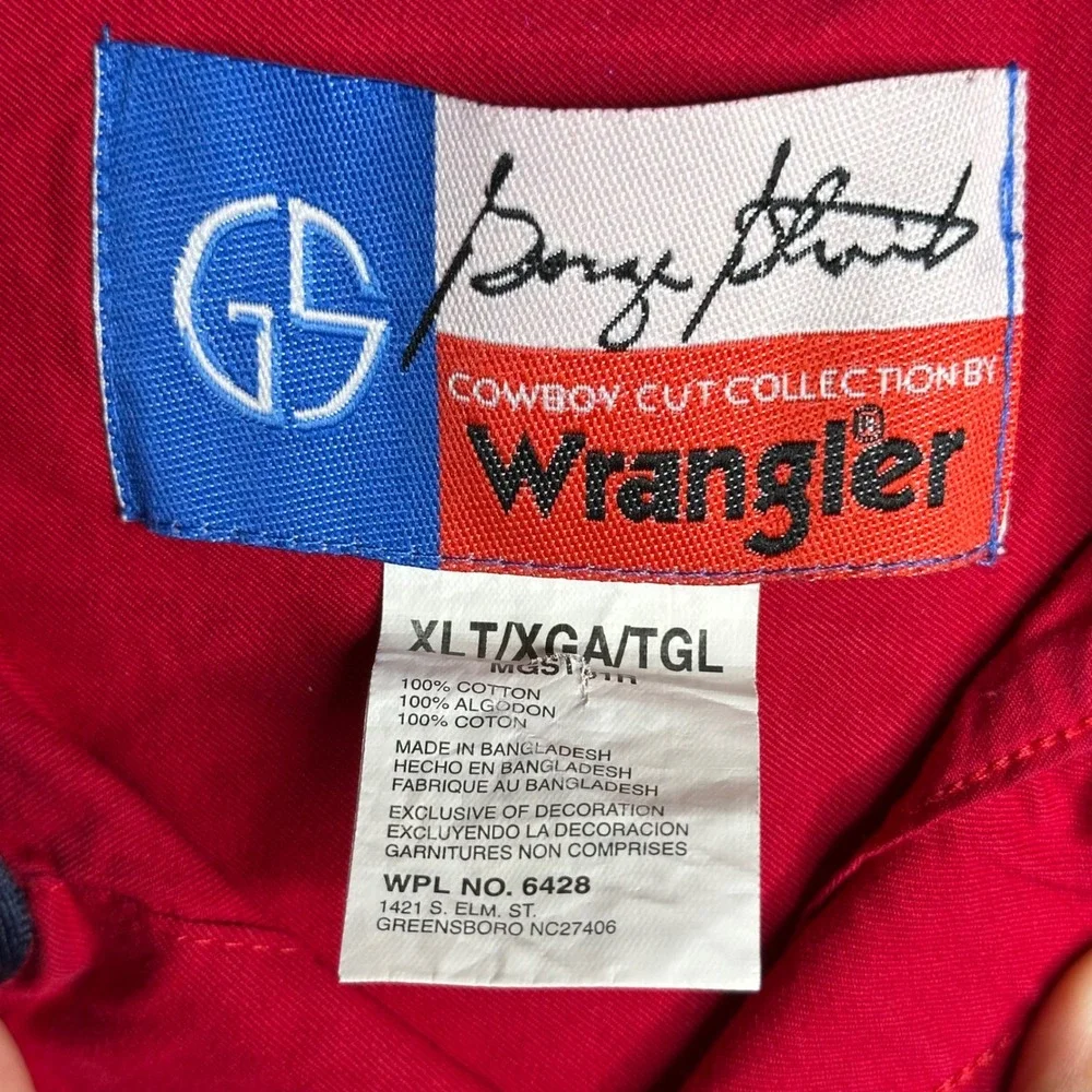 Wrangler Cowboy Cut Long Sleeve Red Button Down‎ Shirt Men's XL